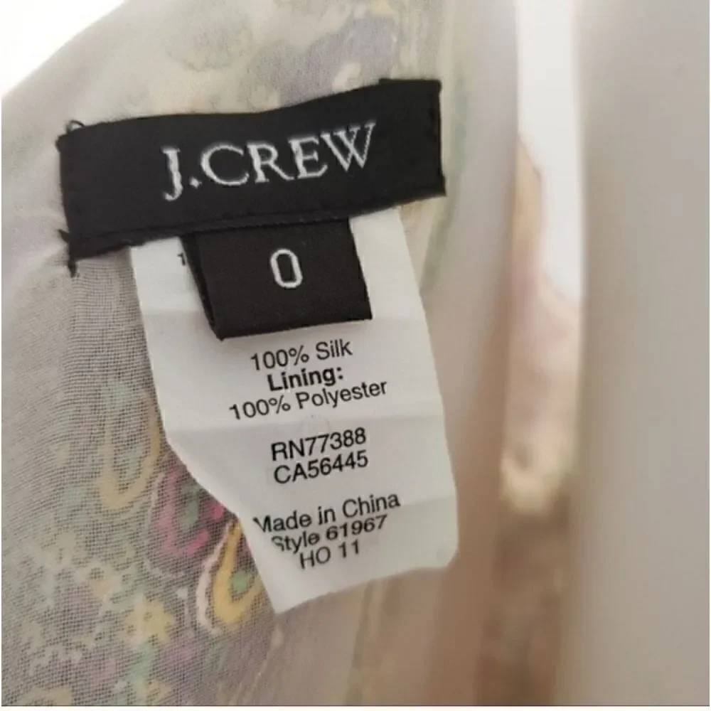 J CREW Silk Paisley Spaghetti Strap Dress Sz 0